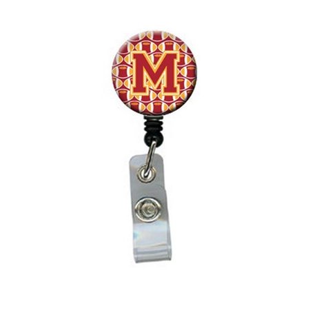 CAROLINES TREASURES Letter M Football Cardinal and Gold Retractable Badge Reel CJ1070-MBR